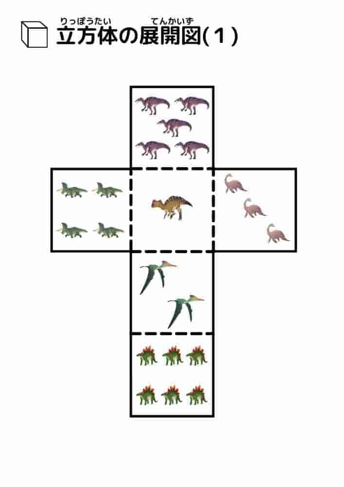 立方体の展開図（恐竜）①