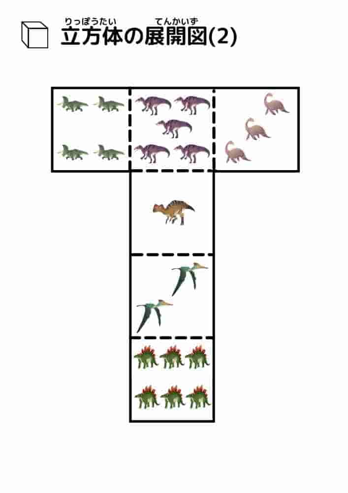 立方体の展開図（恐竜）②