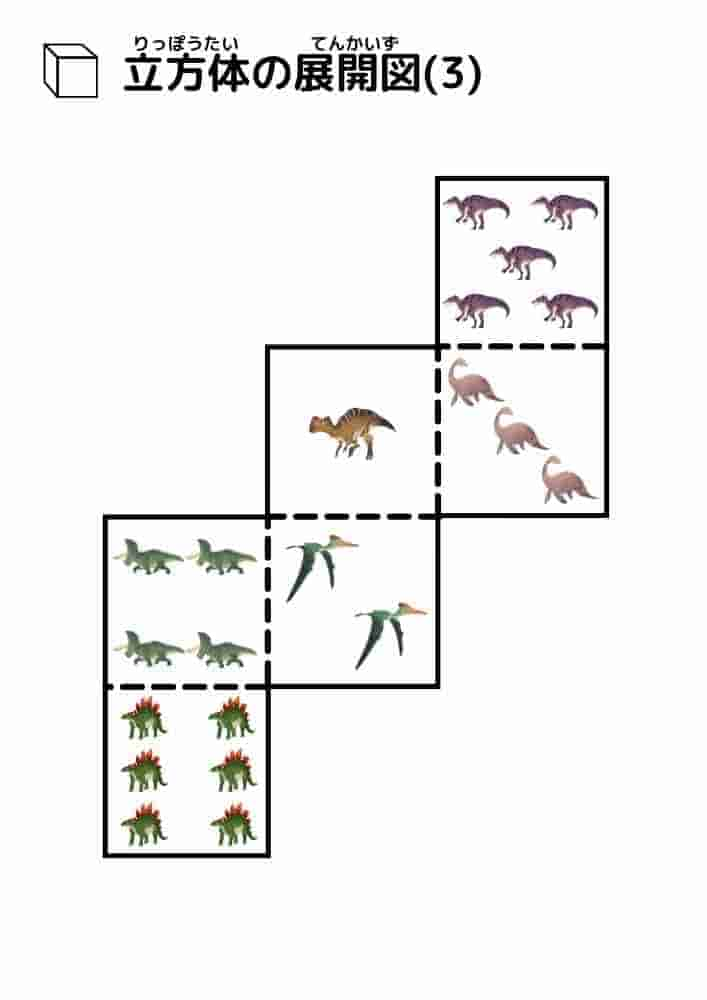 立方体の展開図（恐竜）③