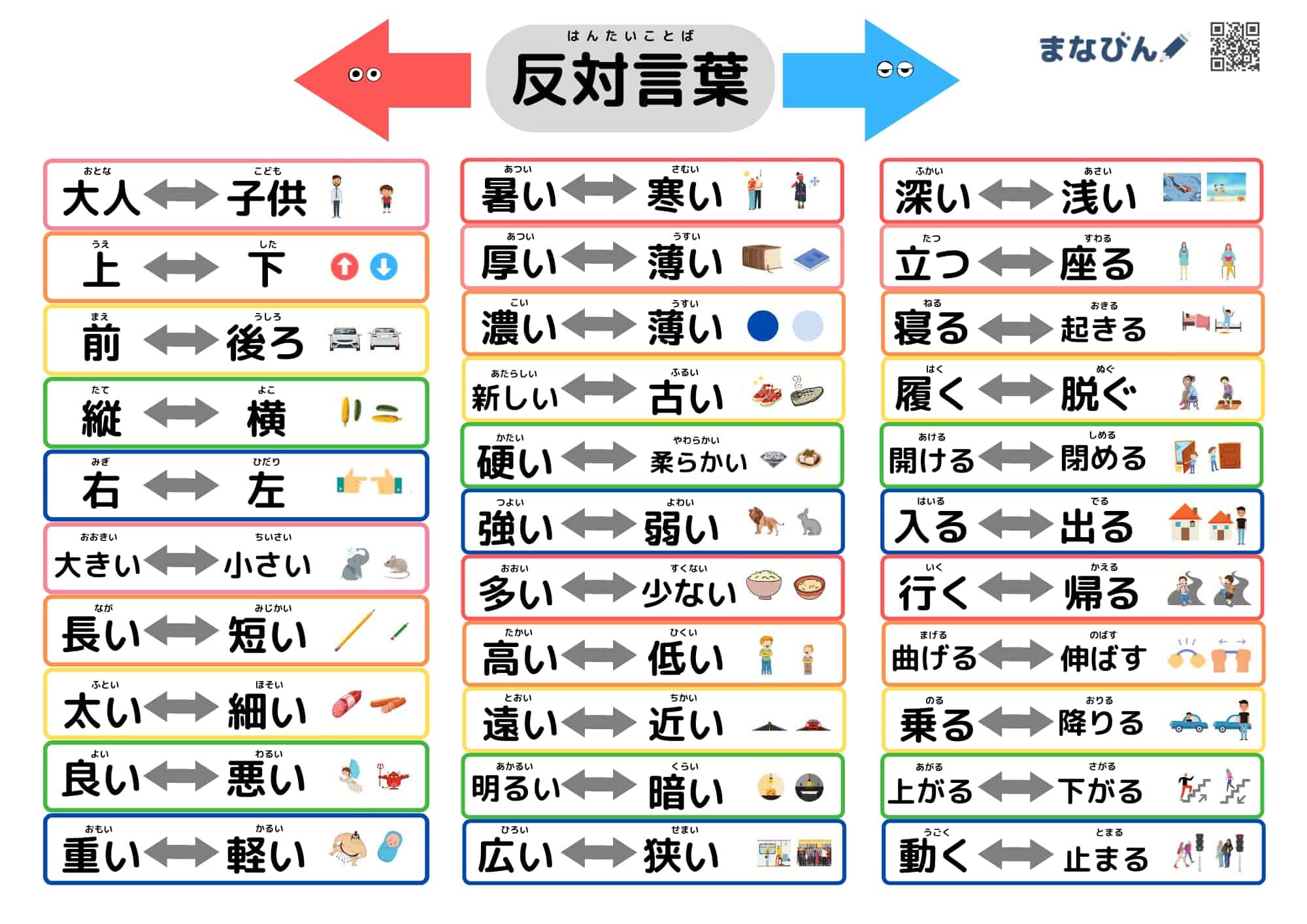 反対言葉ゲーム！幼児や小学生にピッタリ！